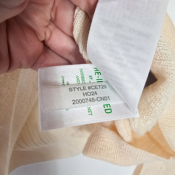 J. Crew Featherweight Cashmere Turtleneck Sweater With Rhinestones Buttercream - Picture 13 of 14